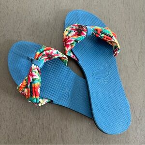 HAVAIANAS You St. Tropez Shine Flip Flop Thong Sandal Steel Blue Size 9-10